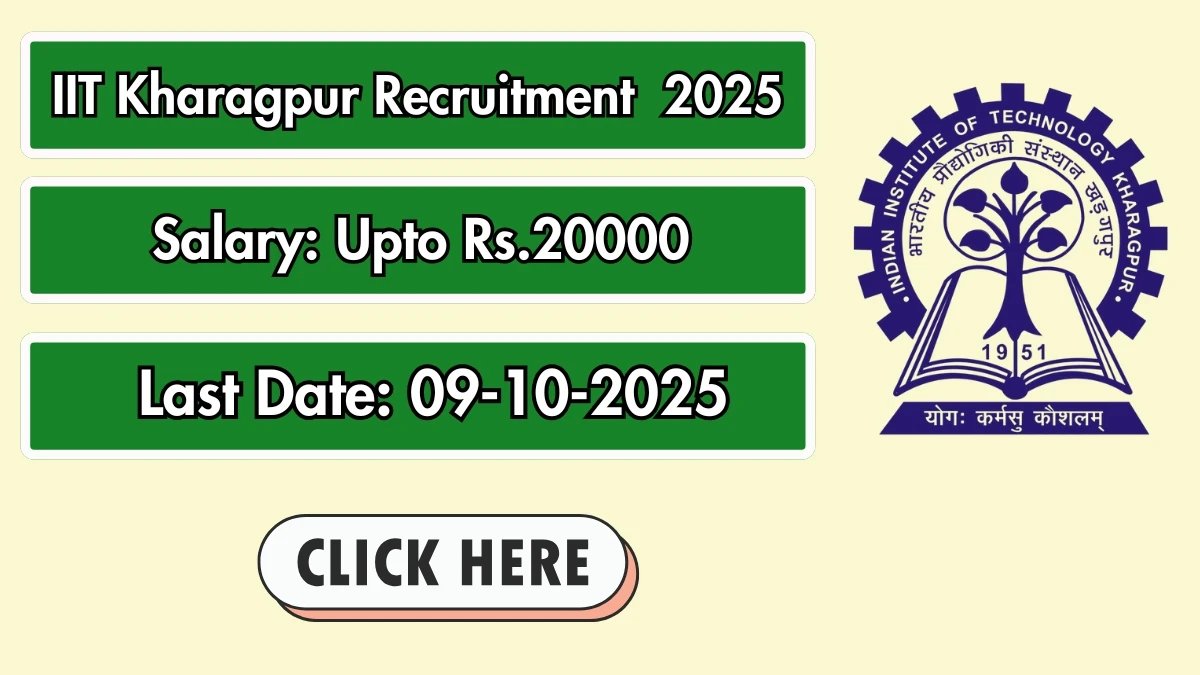 IIT Kharagpur Technician Recruitment 2025 - Apply Offline for 01 Posts by Oct 09