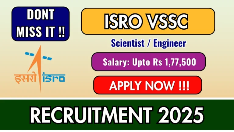 ISRO VSSC Scientist / Engineer Recruitment 2025 - Apply Online for 17 Posts by Oct 6