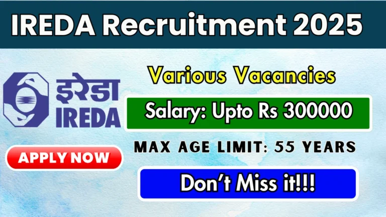 IREDA Recruitment 2025 - Apply Online for 10 General Manager, Executive Director and Other Posts